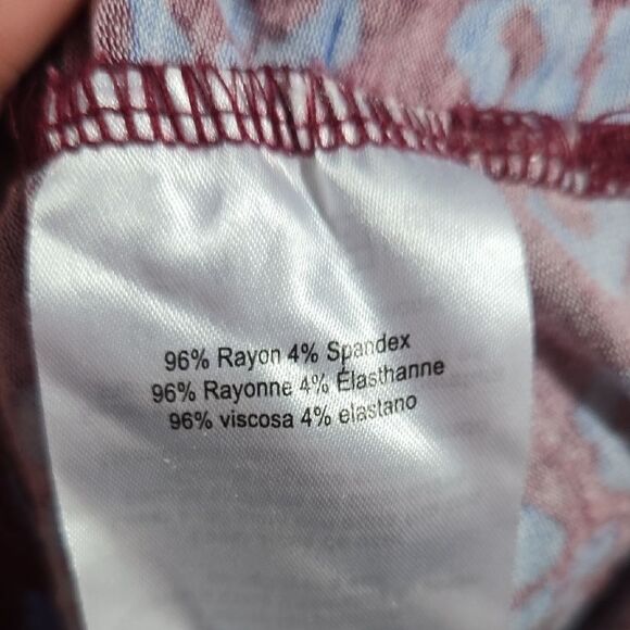 MATERNITY A Pea in the Pod Burgundy Patterned Ruched Fitted Dress Long Sleeve - Picture 6 of 11